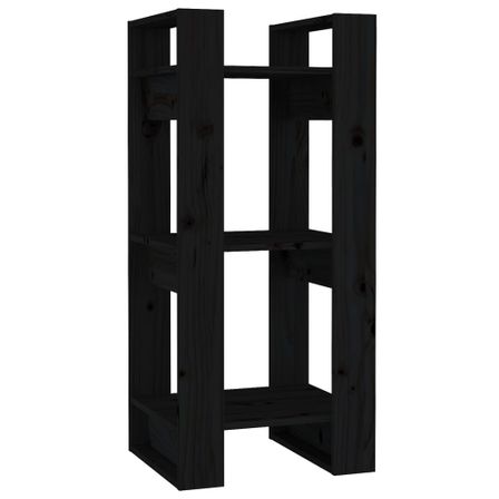 Bibliothèque/Séparateur de pièce Noir 41x35x91 cm Pin solide
