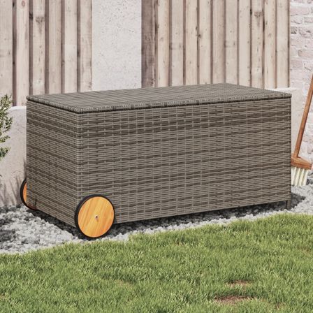 Boîte de rangement de jardin et roues gris 190L résine tressée