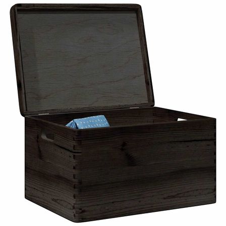 Boîte de rangement RIKO en bois de pin massif – 19 L avec couvercle et poignées