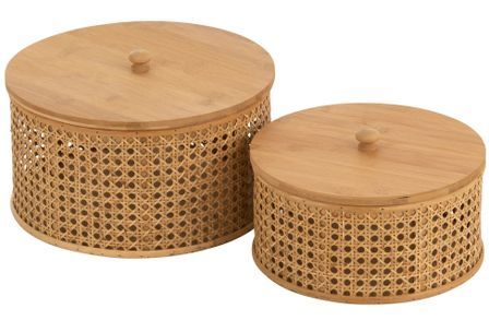 Boîte de rangement rotin massif clair Dano - Lot de 2