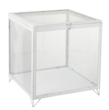 Boîte de rangement verre et métal blanc Narsh