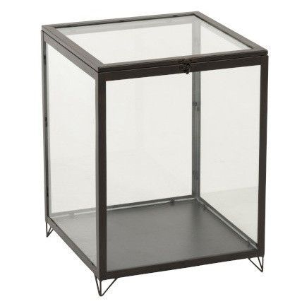 Boîte de rangement verre et métal noir Cintee