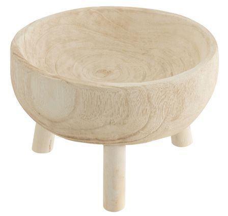 Bol sur trépied en bois paulownia blanc Jolina D 27 cm