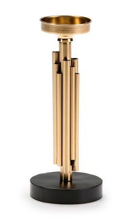 Bougeoir haut métal doré et marron Art