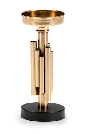 Bougeoir haut métal doré et marron Art D 10