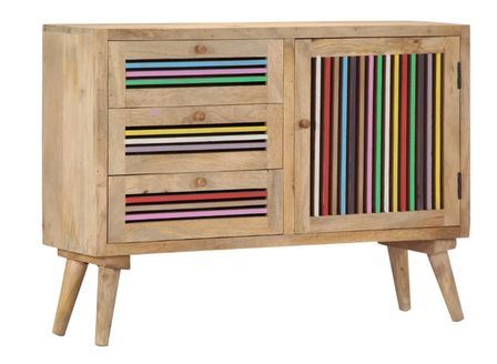 Buffet 1 porte 3 tiroirs manguier massif clair Trees