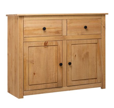 Buffet 2 portes 2 tiroirs en bois de pin massif Autika 93 cm – Élégance rustique et praticité