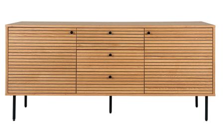 Buffet 2 portes 3 tiroirs KYOTO – Chêne & métal noir