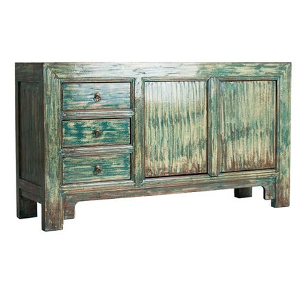 Buffet 2 portes 3 tiroirs orme massif bleu vieilli Aydin