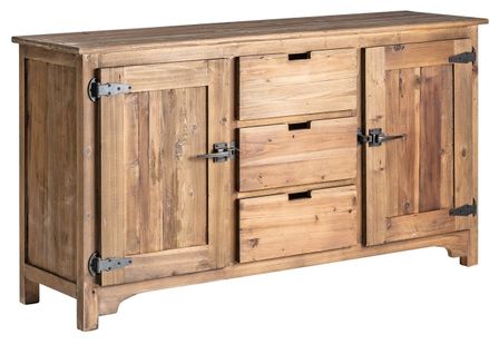 Buffet 2 portes 3 tiroirs pin massif recyclé clair vieilli Lo