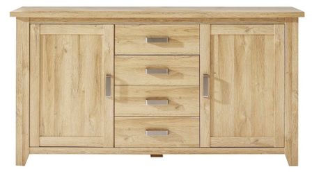 Buffet 2 portes 4 tiroirs chêne rustique mélaminé Mobal