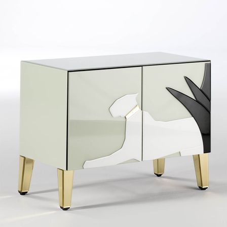 Buffet 2 portes verre gris Lion