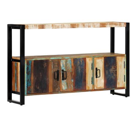 Buffet 3 portes 1 étagère bois massif recyclé et métal noir Lau