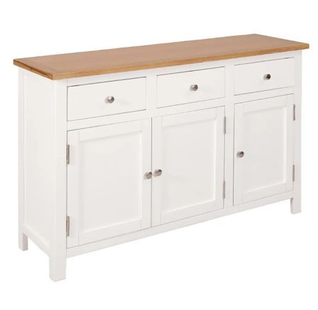 Buffet 3 portes 3 tiroirs acacia blanc et chêne clair Félicie