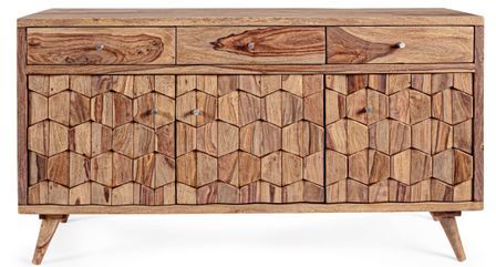 Buffet 3 portes 3 tiroirs KANT – bois massif de sheesham – 132 x 40 cm