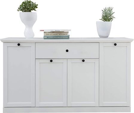 Buffet 4 portes 1 tiroir blanc style campagnard moderne Valex 157 cm