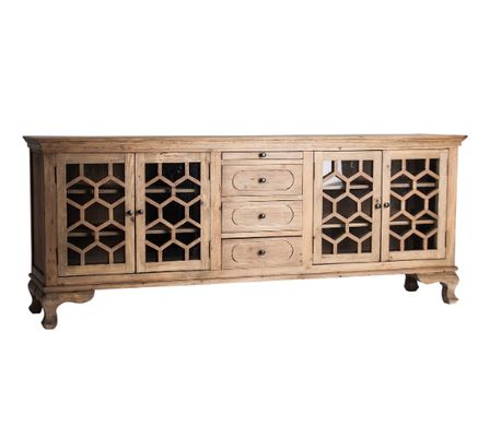 Buffet 4 portes 4 tiroirs pin massif recyclé clair Pella