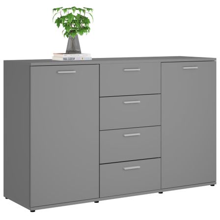 Buffet gris 2 portes et 4 tiroirs Vendôme 120 cm