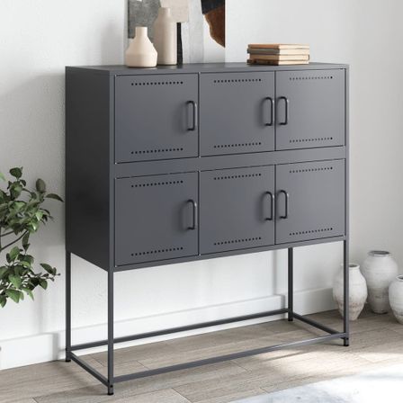 Buffet anthracite 100,5x39x107 cm acier laminé à froid