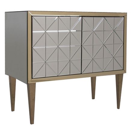 Buffet art déco 2 portes métal doré et miroir Cindie