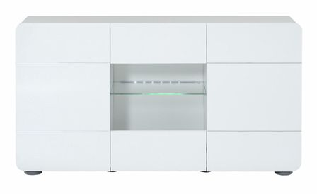 Buffet avec LED 3 portes bois laqué blanc Sanoa 150