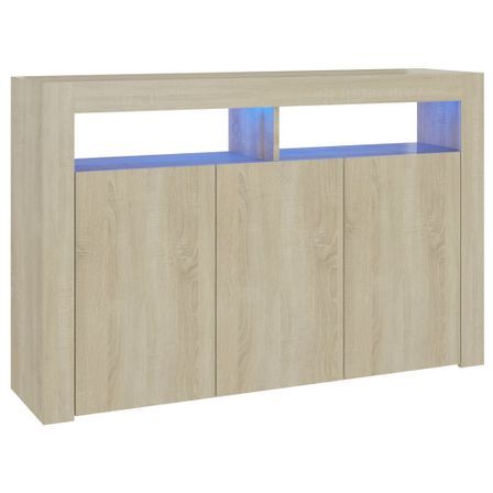 Buffet avec lumières LED Chêne sonoma 115,5x30x75 cm