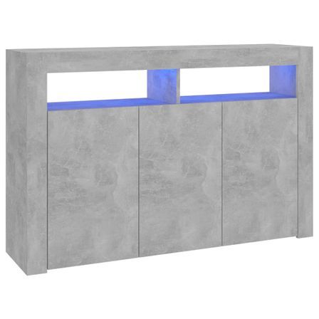 Buffet avec lumières LED Gris béton 115,5x30x75 cm