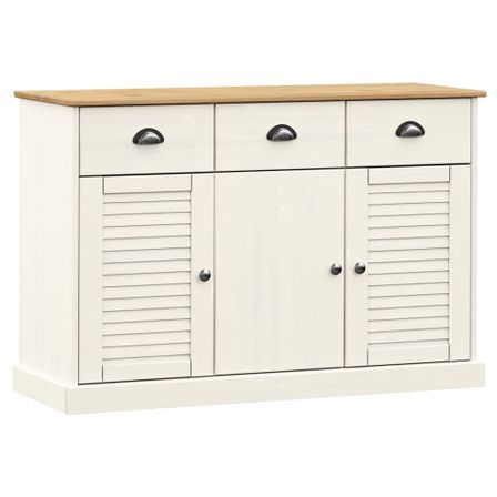 Buffet avec tiroirs VIGO 113x40x75 cm blanc bois massif de pin