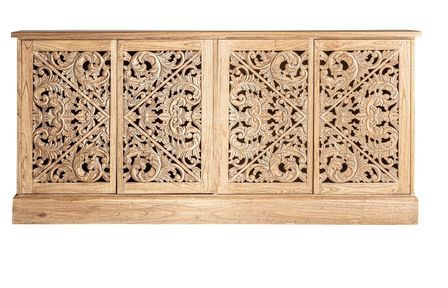 Buffet 4 portes style oriental bois massif de Mindi 180 cm