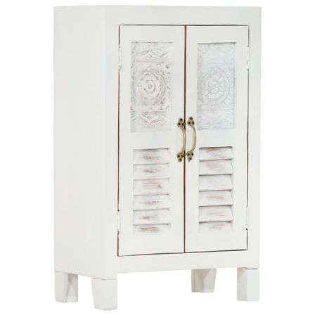 Buffet blanc 55x30x90 cm bois massif d'acacia