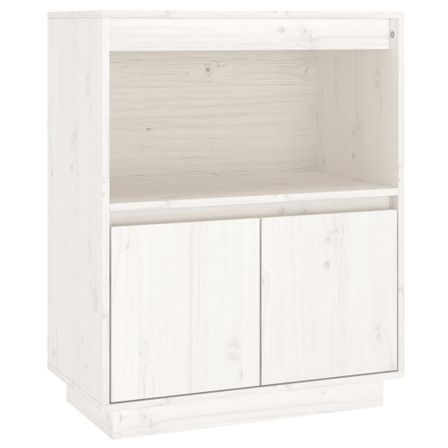 Buffet Blanc 60x34x75 cm Bois massif de pin 2