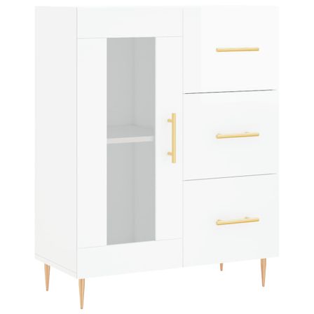 Buffet Blanc brillant 69,5x34x90 cm Bois d'ingénierie