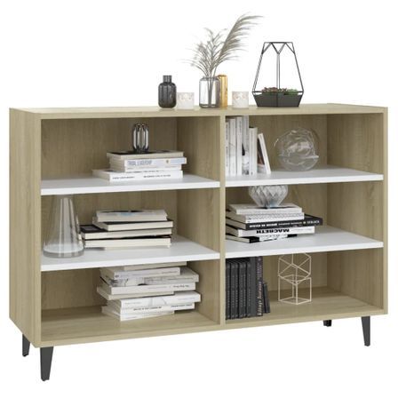 Buffet Blanc et chêne sonoma 103,5x35x70 cm 2
