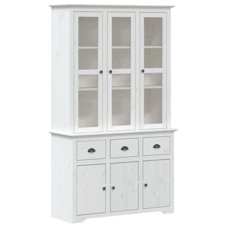 Buffet BODO blanc 115,5x43x200,5 cm bois massif de pin