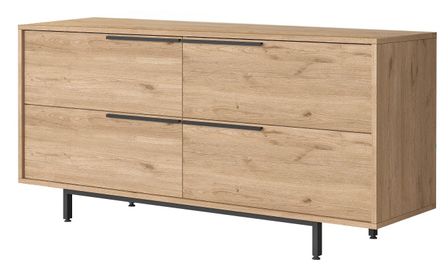 Buffet bois et rotin 4 portes battantes Zenax 160 cm