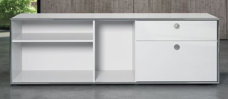 Buffet bois MDF blanc 1 volet 1 tiroir Irma L 183 cm