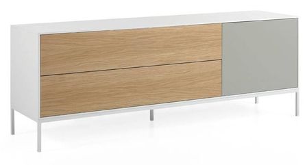 Buffet bois plaqué chêne 1 porte 2 tiroirs Sandry