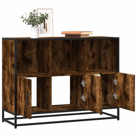 Buffet chêne fumé 100x35x76 cm bois d'ingénierie