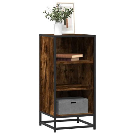 Buffet chêne fumé 35,5x35x76 cm bois d'ingénierie et métal