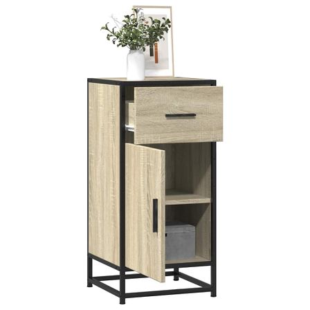 Buffet chêne sonoma 35,5x35x76 cm bois d'ingénierie et métal