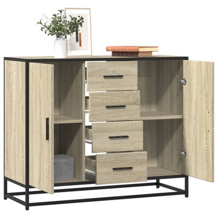 Buffet chêne sonoma 92x35x76 cm bois d'ingénierie