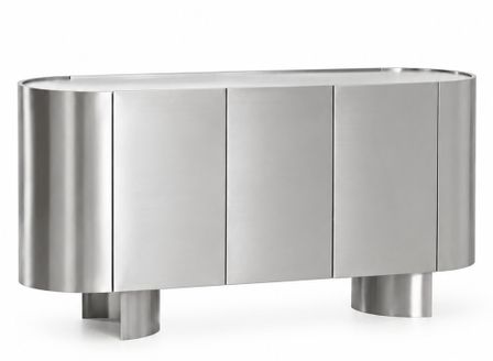 Buffet design LUNAIRE 160 cm – Luxe contemporain en acier inoxydable brossé