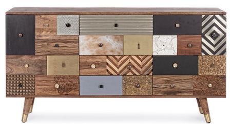 Buffet DOKI 150 cm – 2 portes 4 tiroirs - Multimatières colorées & esprit artisanal