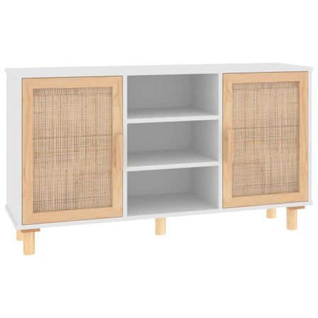 Buffet en bois avec 2 portes en Rotin naturel 105 cm - Modèle Kaliga