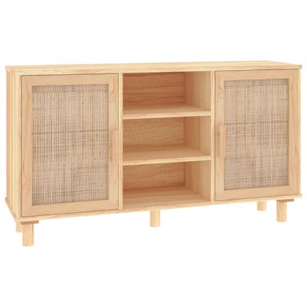 Buffet en bois avec 2 portes en Rotin naturel 105 cm - Modèle Kaliga