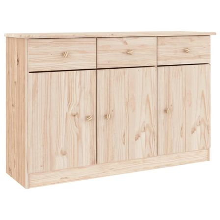 Buffet en bois massif 3 portes 3 tiroirs Malona 112 cm – Style intemporel et pratique