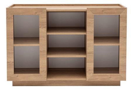 Buffet en bois naturel 2 portes vitrées Zenta 120 cm