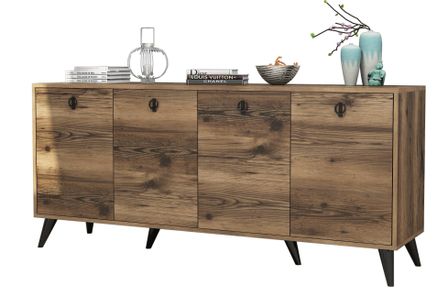 Buffet en bois noyer 4 portes Elite 180 cm