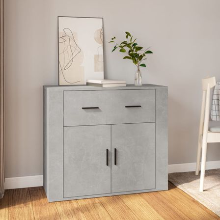 Buffet Gris béton 80x33x70 cm Bois d'ingénierie