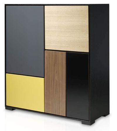 Buffet haut 4 portes bois noyer et Chêne Paleta